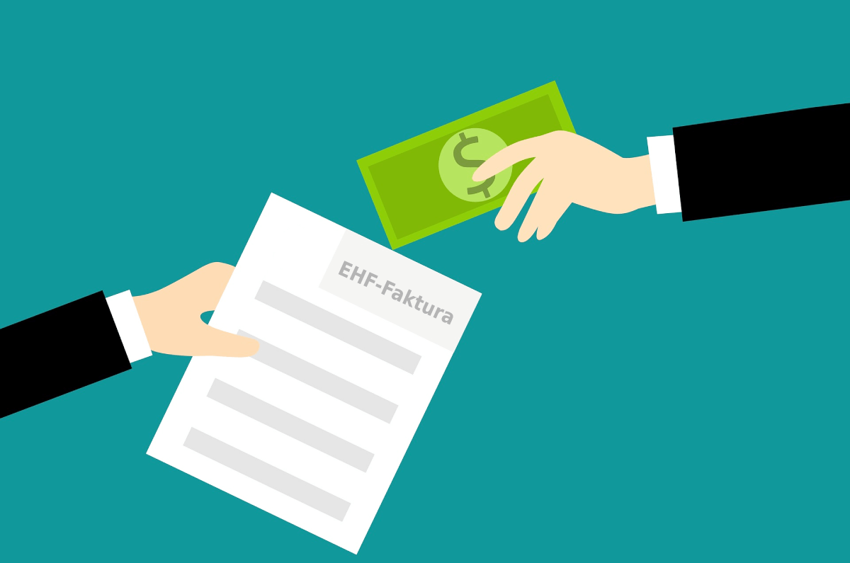 En EHF-faktura som utveksles mot betaling. EHF betyr Elektonisk Handelsformat.