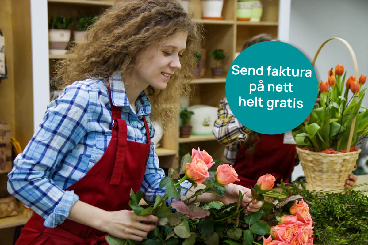 Dame i blomsterbutikk sender gratis faktura i Centiga